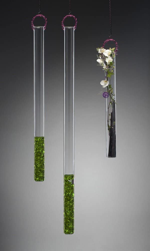 Sandra Rich Set of 12 test tube XXL Test Tube Hanging Vase Height 50 cm Diameter 6 cm, Clear
