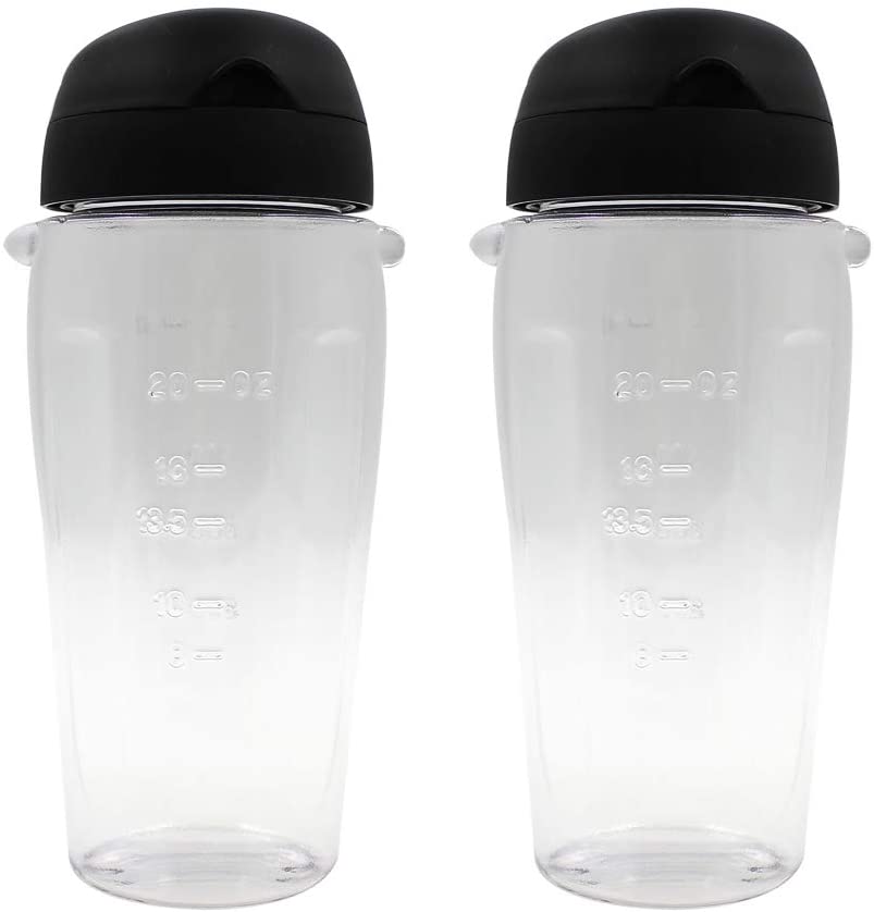 Joyparts 2 x Replacement Cups with Lids 570ml Smoothie Bottle Accessories Compatible with Oster Classic Series Mixer