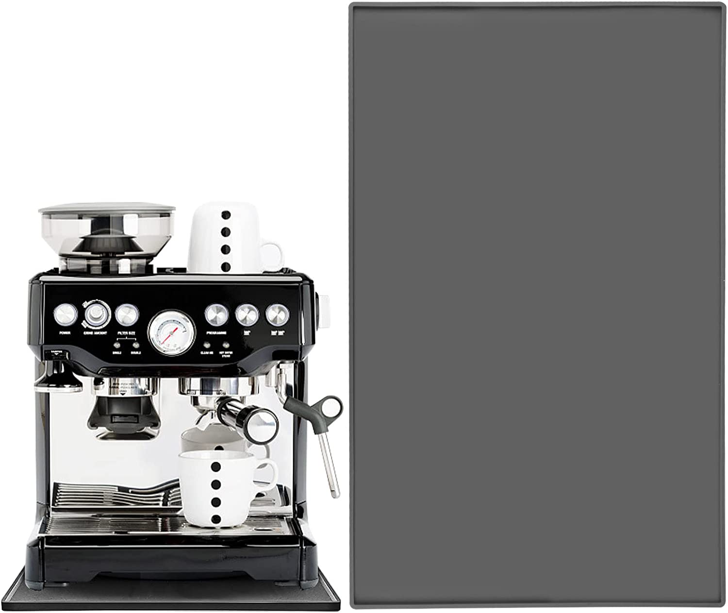 Silicone Mat Under Coffee Machine, 48 x 30 cm, Non-Slip Mat for Fully Automatic Coffee Machine, Barista Accessories, Silicone Mat for Coffee Machine, Food Processors, Mixers (Gray)