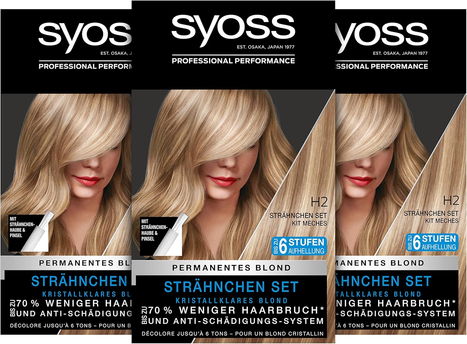 Syoss H2 Blonde Highlights Set, Up to 6 Levels of Brightening, 95 ml (Pack of 3)