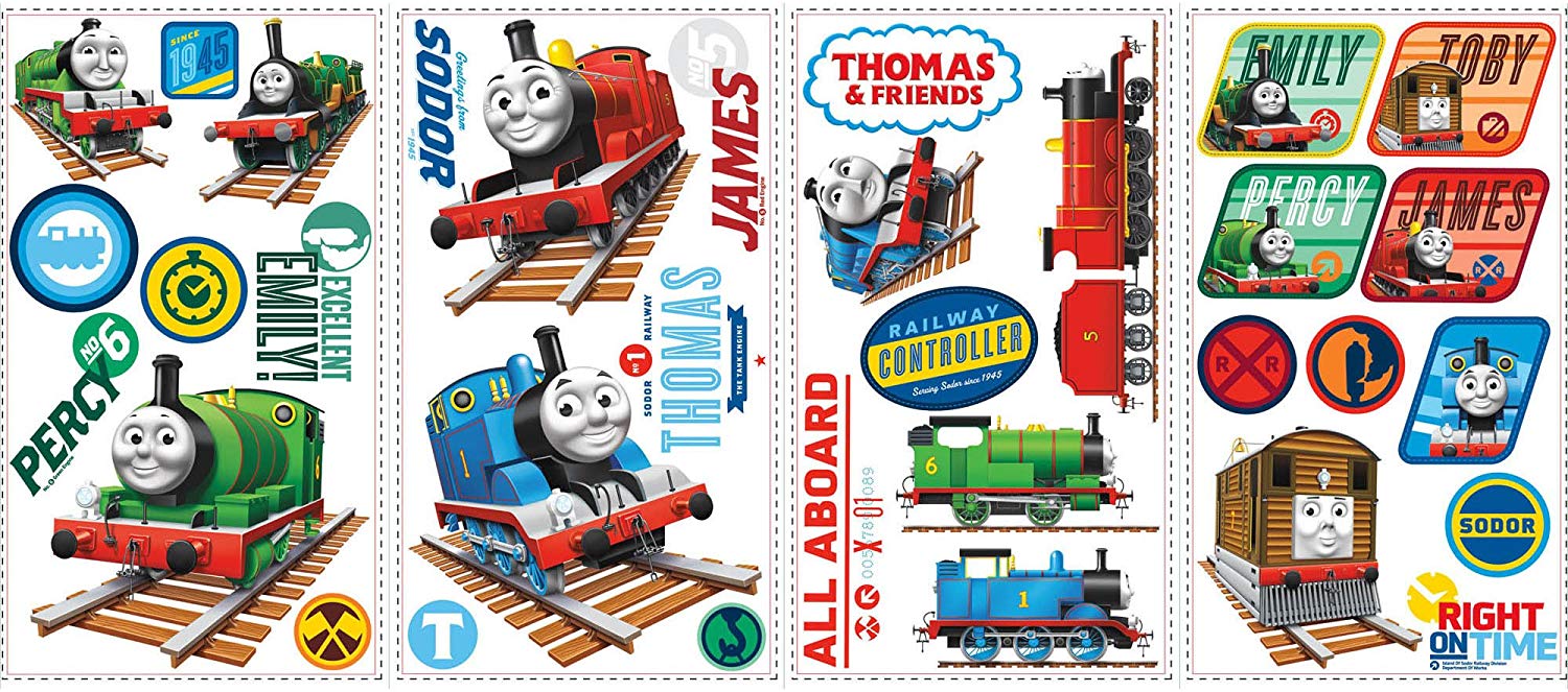 Thomas The Tank Engine Wall Stickers For Nursery 33 Piece Self-Adhesive, Re
