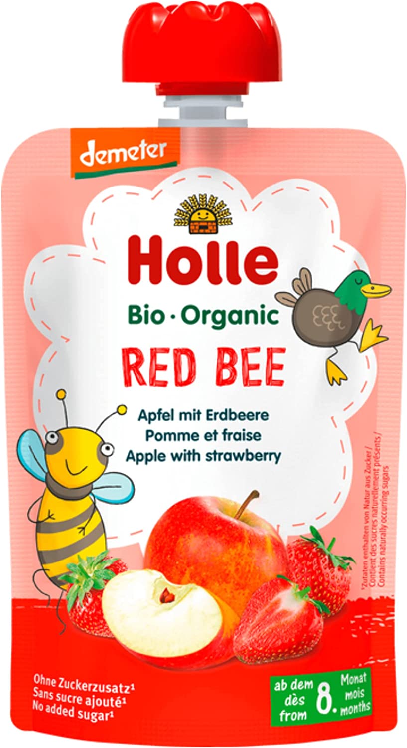 Holle - Squeeze bag Red Bee, Apple & Strawberry from 8 months, 100 g