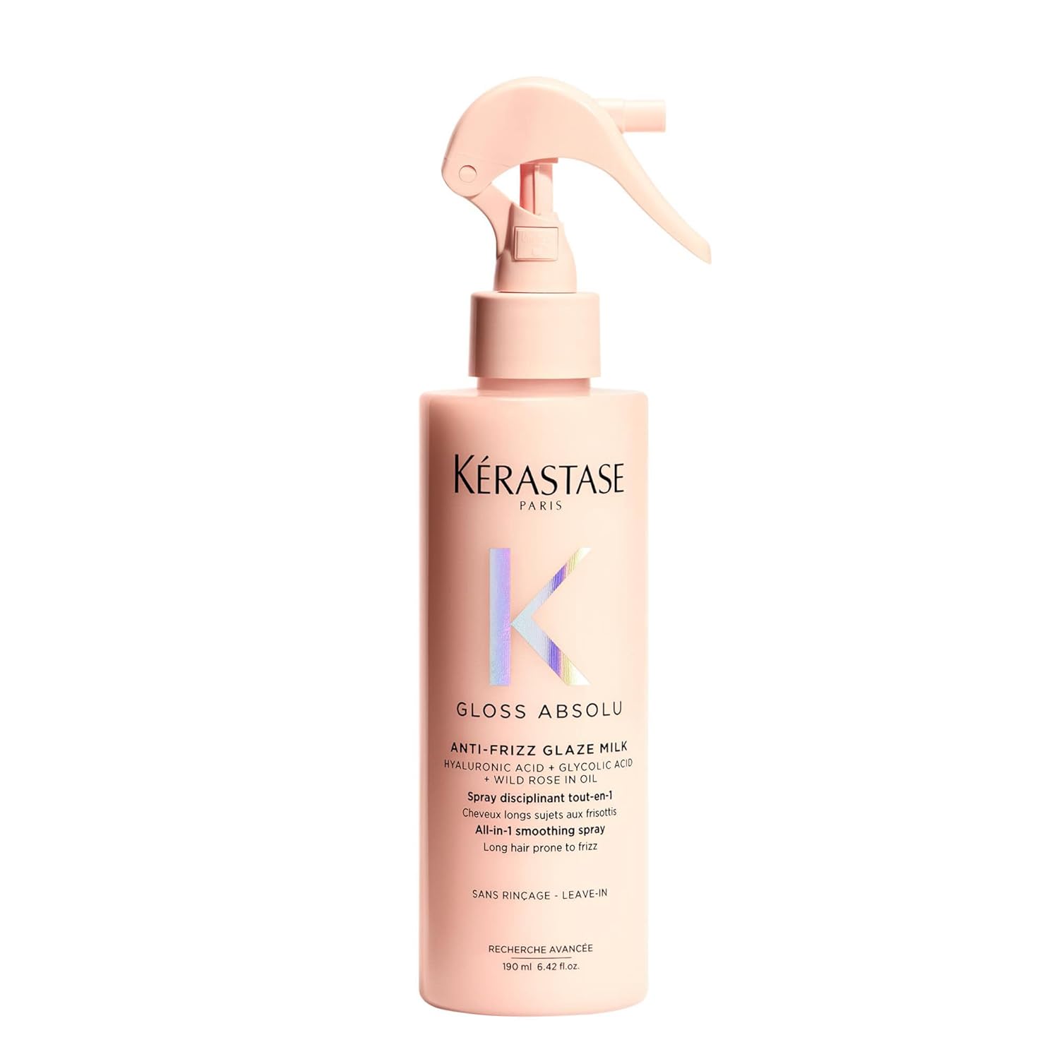 Kérastase Gloss Absolu Anti-Frizz Glaze Milk, All-in-1 Care Spray for Long, Frizz Prone Hair, with Hyaluronic Acid, Glycolic Acid and Wild Rose Oil, Heat Protection up to 230 °C, 190 ml