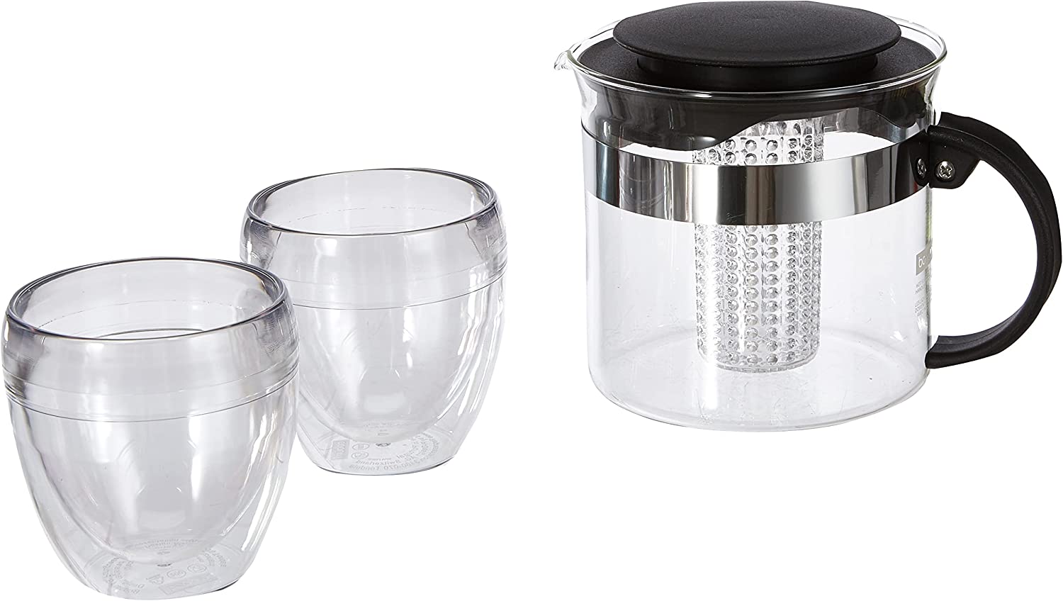 Bodum PAVINA OUTDOOR K1875-01 Bistro Set of 2 Mugs 0.25 L + Teapot with Plastic Filter 1 Litre