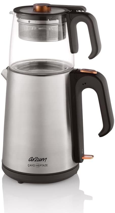 Arzum AR3024 CAYCI HEPTAZE INOX Glass Tea Maker, 1.8 Litres, Blue