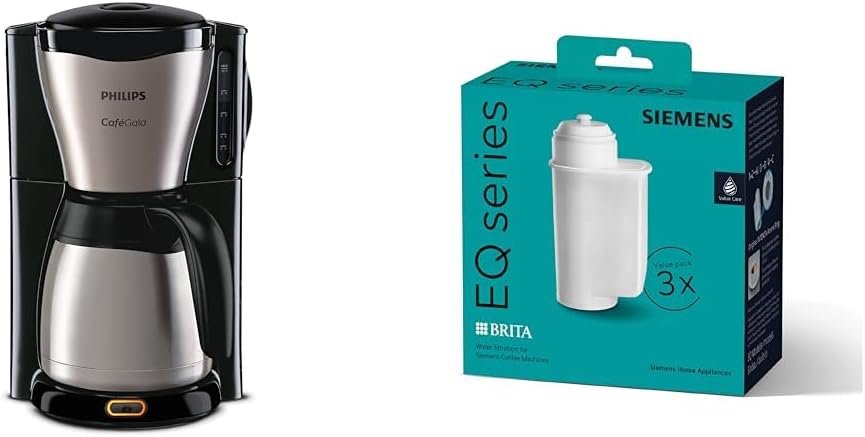 Philips Filter Coffee Maker - 1.2 Liter Thermos Flask, up to 15 Cups & Siemens BRITA Intenza Water Filter TZ70033A, Reduces Limescale Content of Water