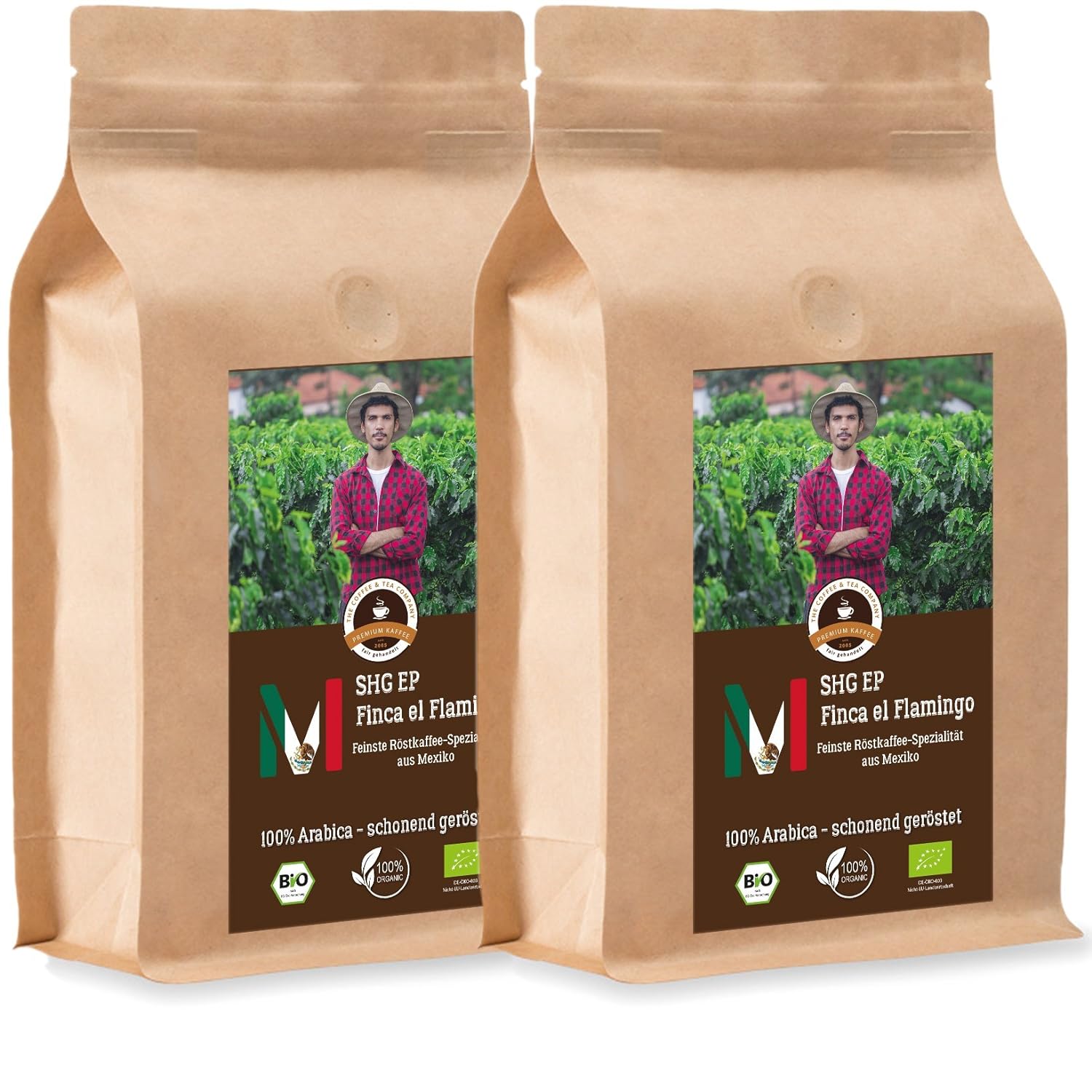 Coffee Globetrotter - Bio Mexico Finca El Flamingo - 2 x 1000 g Whole Bean - for Fully Automatic Coffee Grinder - Roasted Coffee from Organic Cultivation | Gastropack Economy Pack