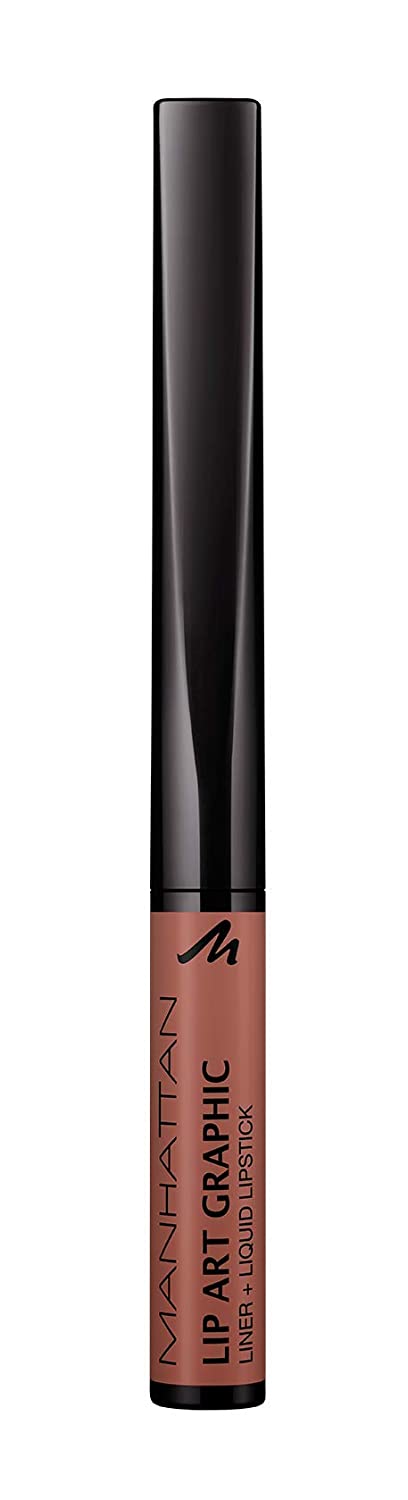 Manhattan Lip Art Graphic 2-in-1 Lip Liner and Liquid Lipstick for Velvety Soft Lips 1.8 ml, ‎100 lacey (pink)