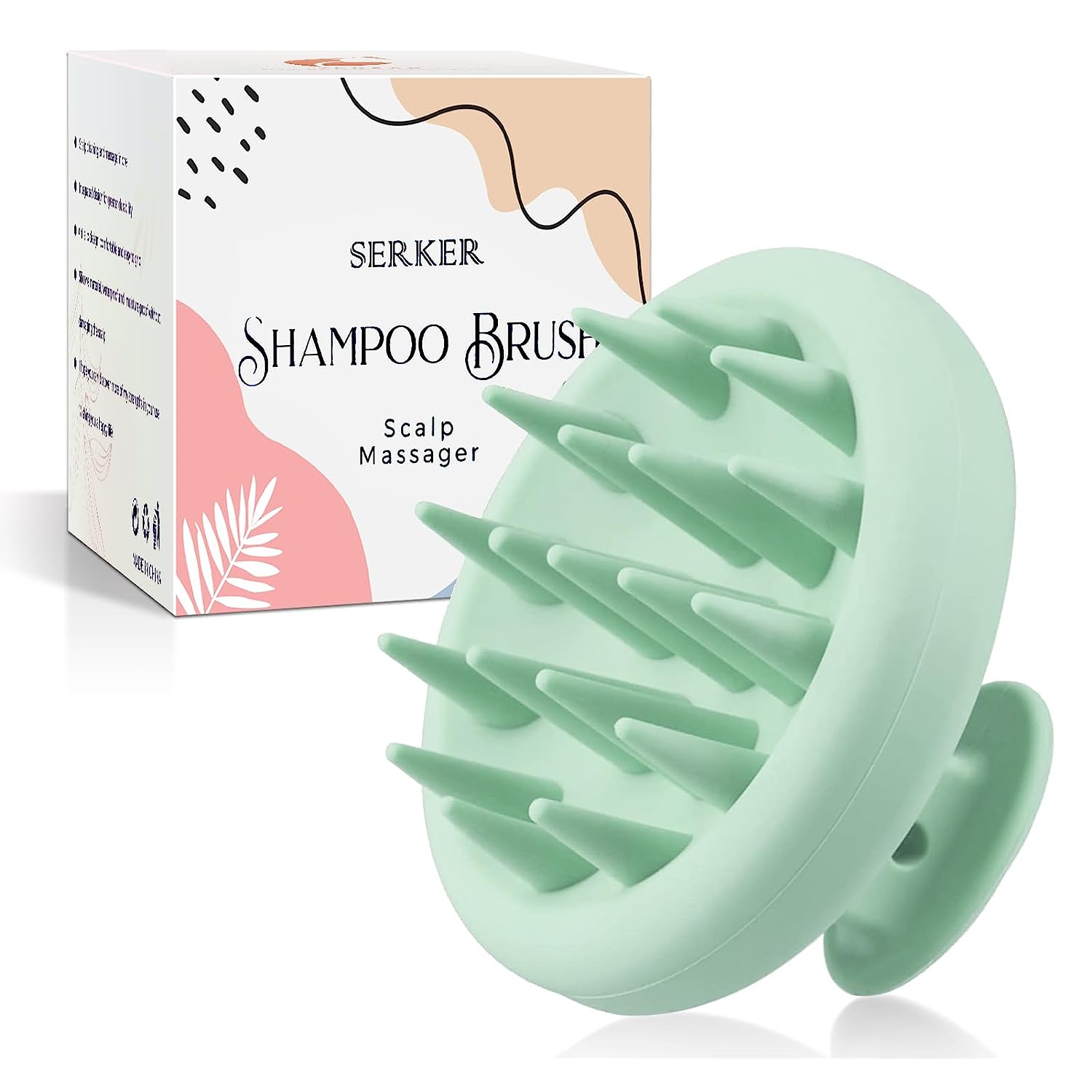 Serker Scalp Massage Brush, Shampoo Brush, Silicone Shampoo Hair Brush, Scalp Massager for Exoliating and Stimulating Hair Growth, Dandruff Reduction, Head Massage (Fir Green)