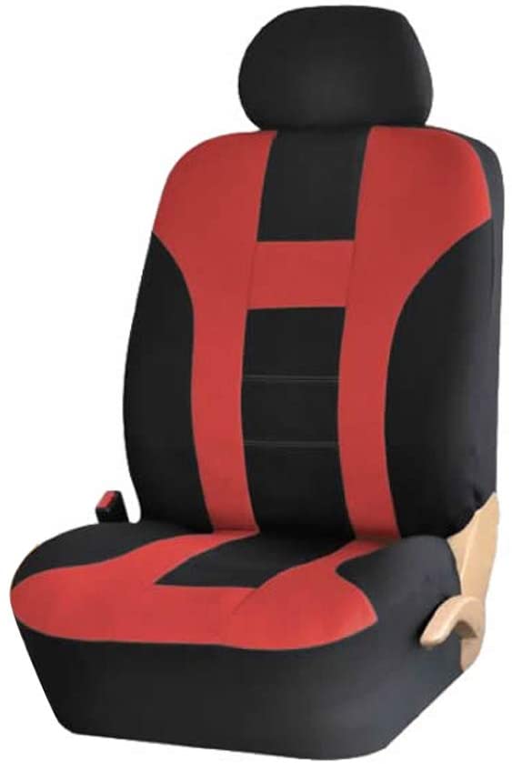 EGFheal Car Seat Covers Universal Fit Full Set Car Seat and Headrest Covers Protector Tyre Traces Car Accessories Interior Two Piece Set Red and Black Single Seat
