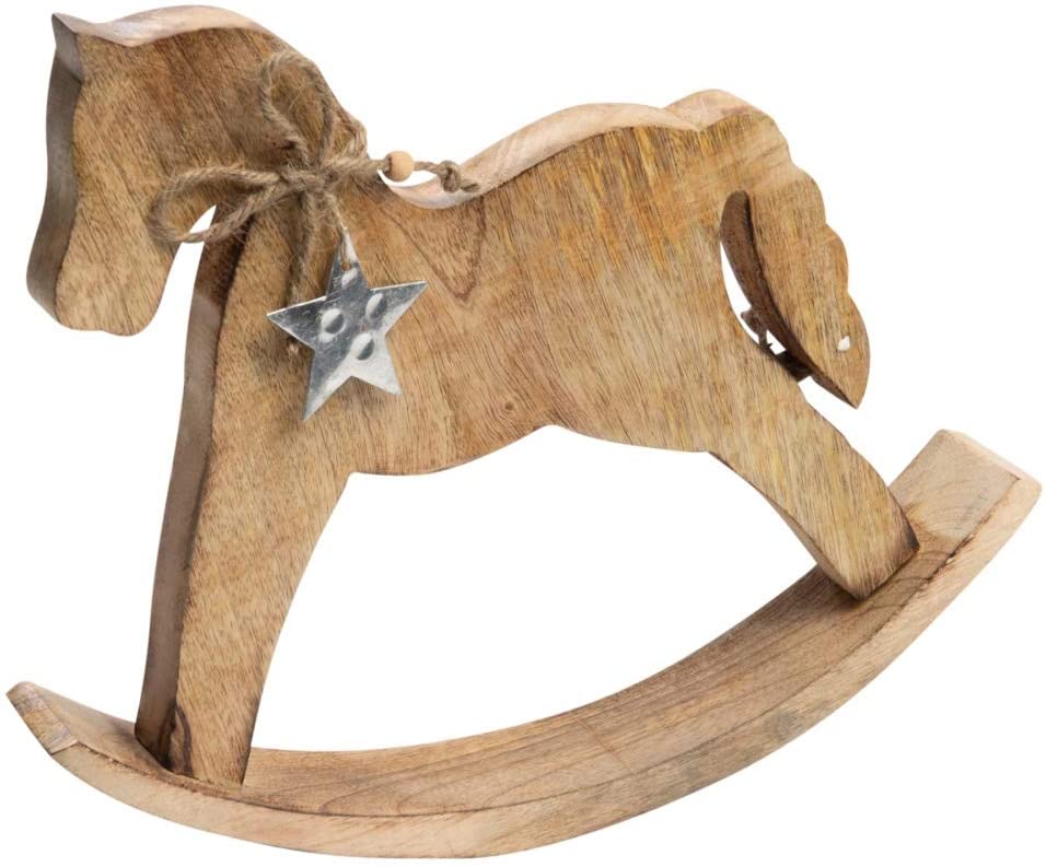 Annastore Wooden Rocking Horse 25 x 18 cm Decorative Figurines Christmas Decoration Rocking Horse