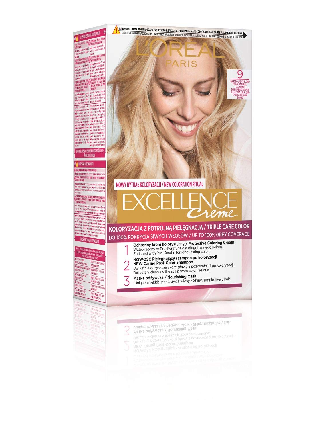 L'Oréal Paris L\'OREAL Excellence Cream Hair Dye 9 Very Light Blonde, ‎very