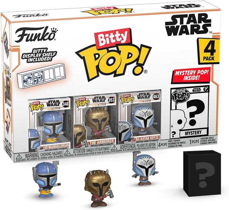 Funko Bitty POP! Mandalorian - Heavy Infantry Mandalorian™, Bitty Pop! The Armorer™, Bitty Pop! BO-Katan Kryze™, and a Mysterious Bitty Pop! Figure - 0.9\" Collectable