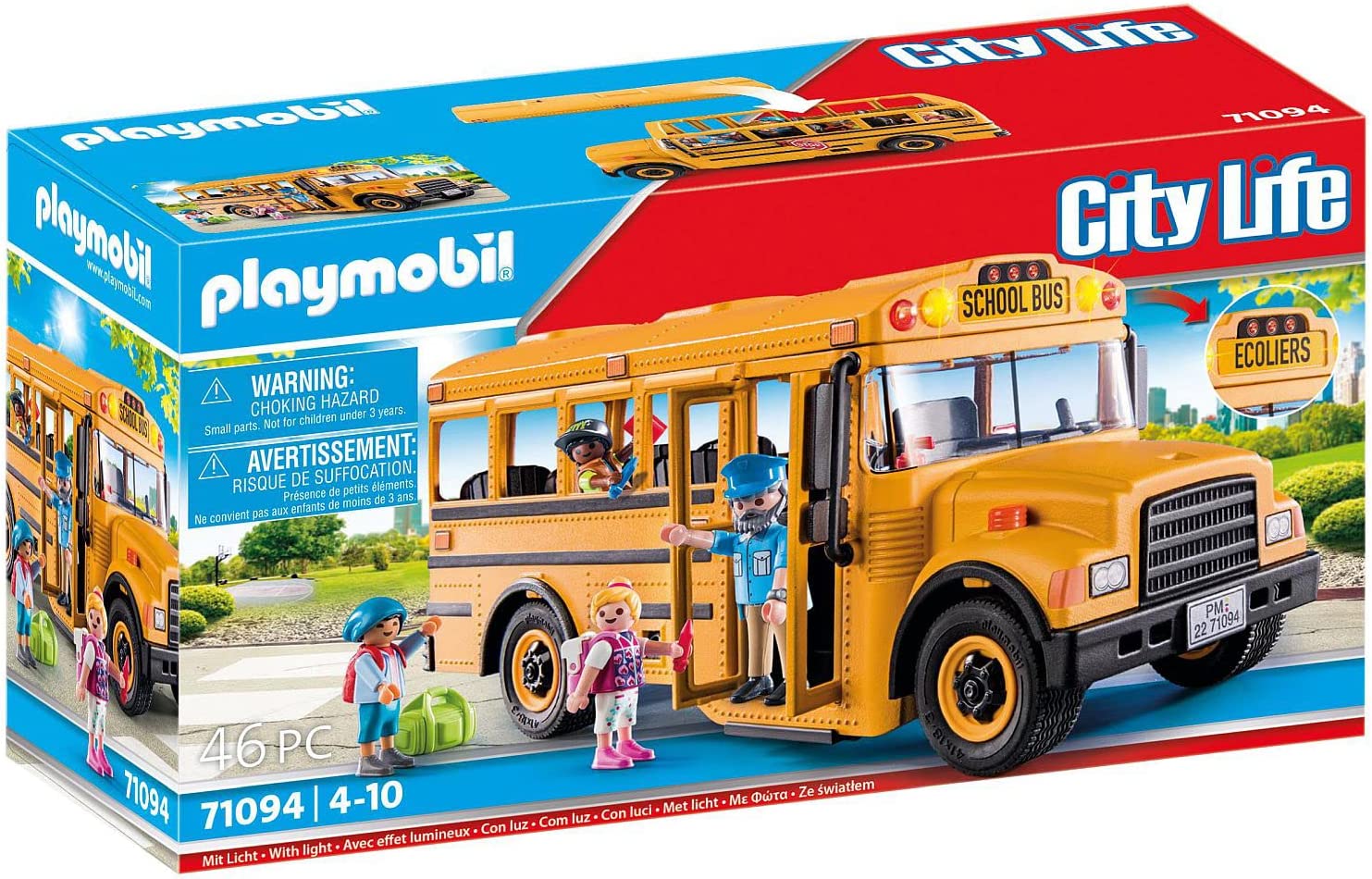 PLAYMOBIL City Life 71094 US School Bus with Roof for Removing and Door for Opening, Recommended from 4 Years