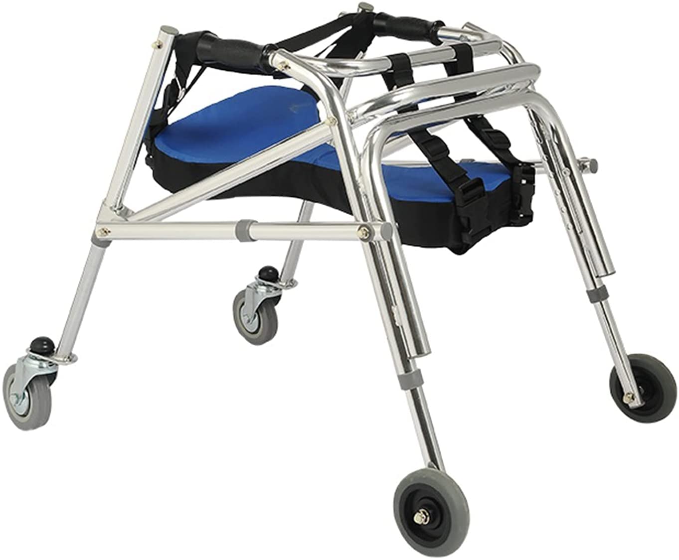 Daily necessities LTD Foldable Rollator for Children with Wheels, Height Adjustable Gear Trainer Made of Aluminium Alloy, Lightweight Posterior Rollator Walker Disability Fracture Rehabilitation Practice Training Trolley