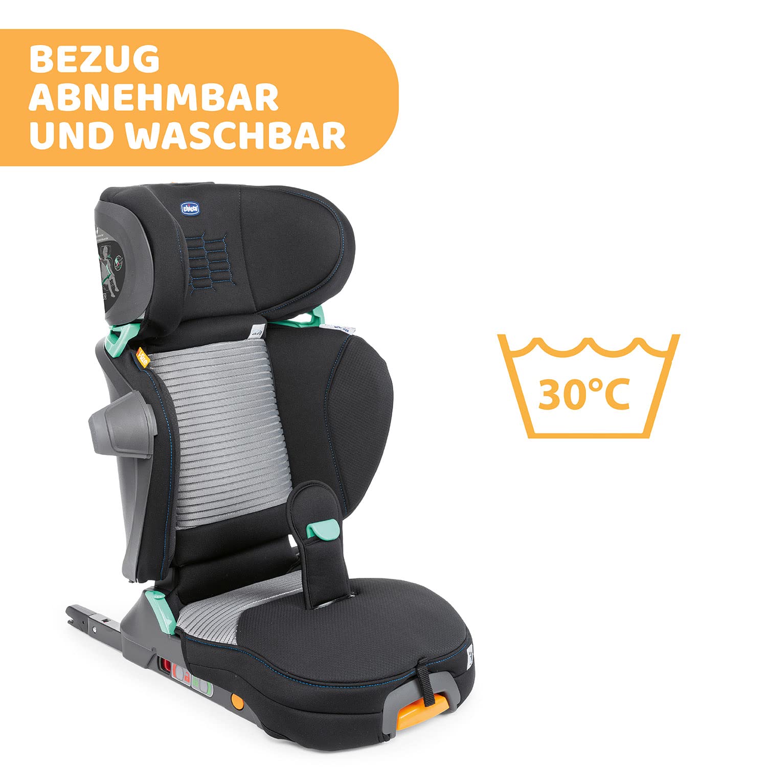 Chicco Fold & Go i-Size Car Seat 100-150 cm, Adjustable Child Car Seat for Children from Approx. 3-12 Years (Approx. 15-36 kg), Foldable and Portable, with Side Protection, Adjustable Height and Width