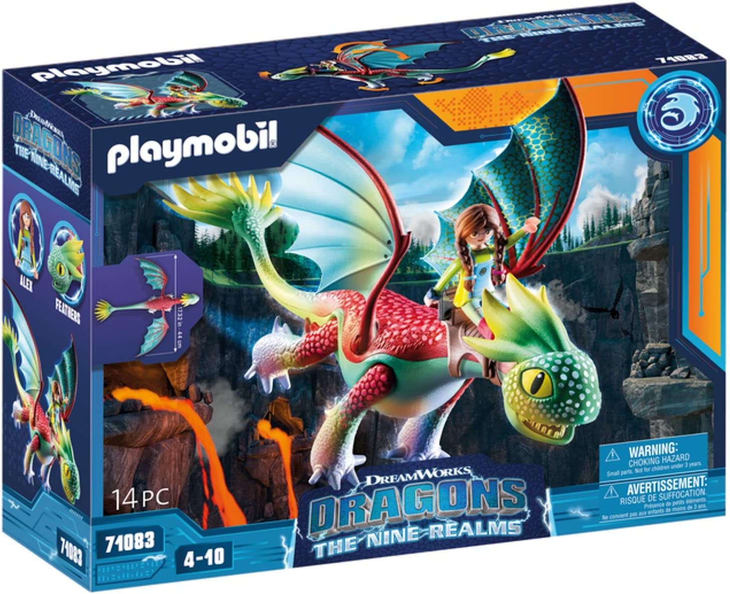 PLAYMOBIL DreamWorks Dragons 71083 Dragons: The Nine Realms - Feathers & Alex, Dragons Figure and Toy Dragon, Toy for Children from 4 Years
