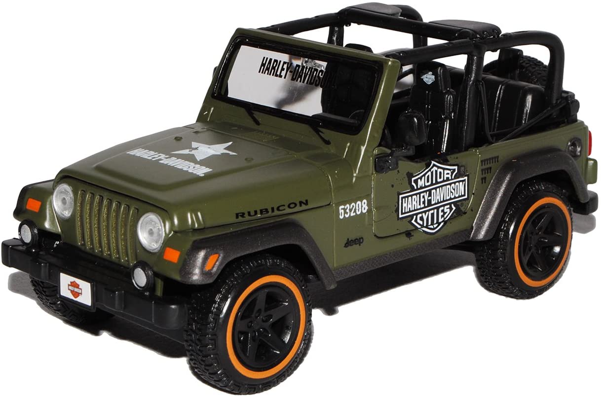 Maisto HarIey Davdson Unknown Jeep Wrangler Rubicon Green Hariey Davdson 1/24 Maisto Model Car Wi