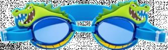 Swimming goggles kids blue green with crocodile, 1 piece