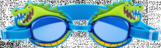 Swimming goggles kids blue green with crocodile, 1 piece