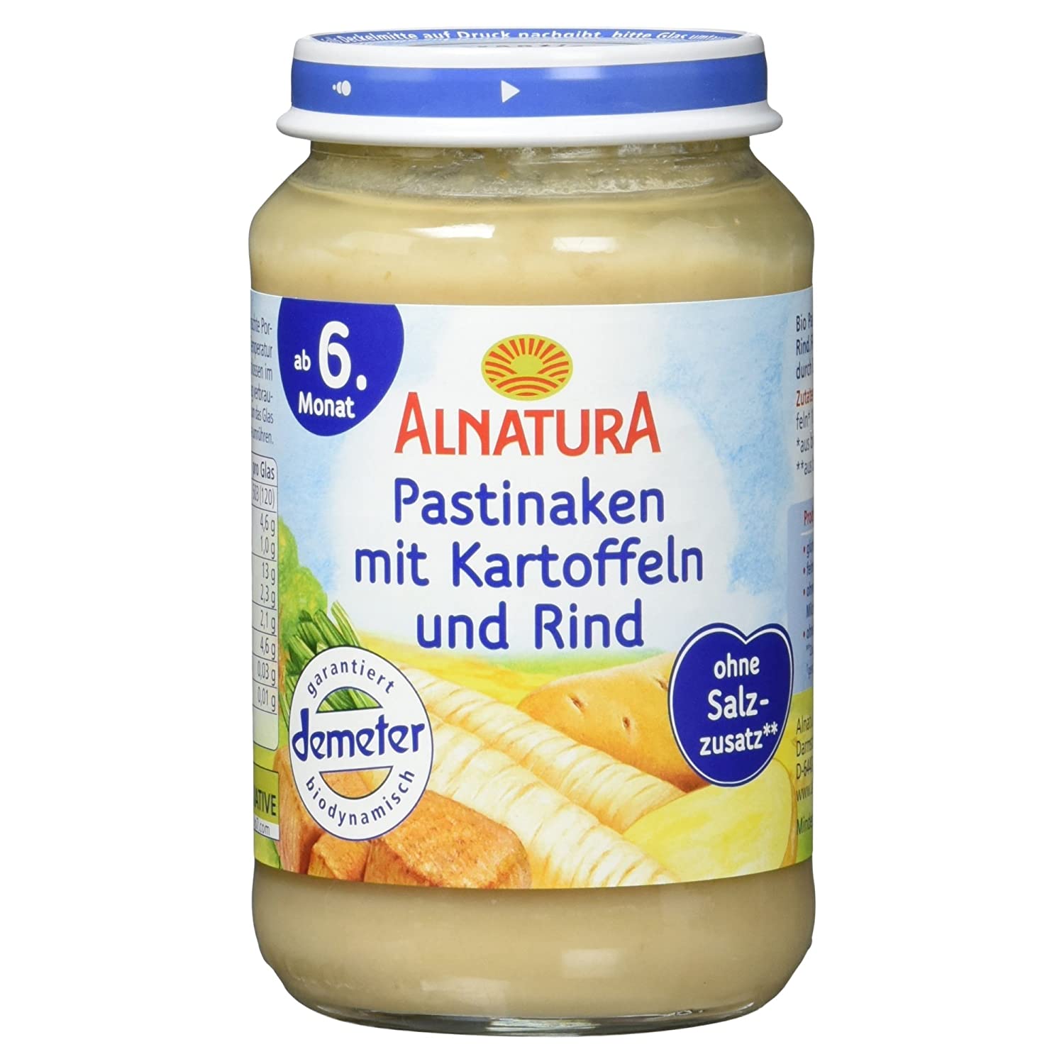 Alnatura Demeter Bio Pastinake-Kartoffel-Rind, glutenfrei, 6er Pack (6 x 190 g)