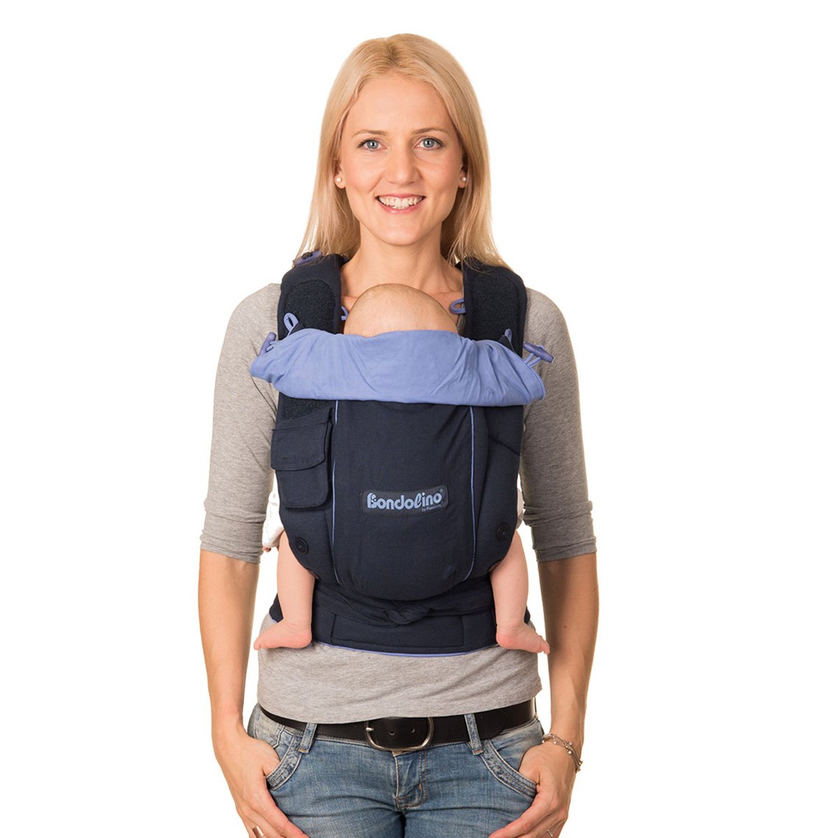 Bondolino Baby Carrier with Tying Instructions, Slim Fit Navy