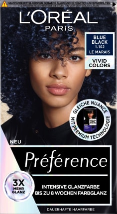 L\'Oréal Paris Préférence Haarfarbe Vivid Colors Blue Black 1.102, 1 St