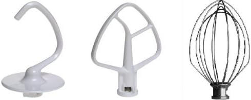 KitchenAid 3 Piece Replacement Set; Flat Beater, Dough Hook Wire Whip