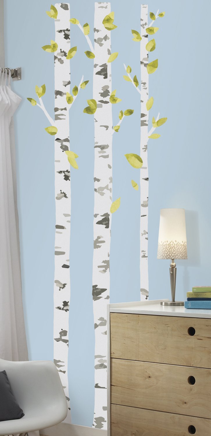 Roommates Rmk2662Gm Birch Trees Peel And Stick Giant Wall Decals