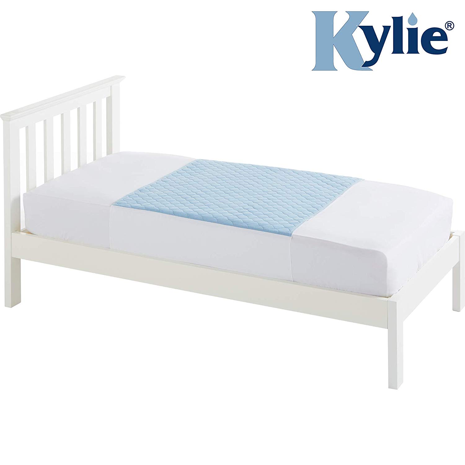 Kylie Bed Protector | Blue | 3 Litres | Single Bed 91 x 91 cm | Washable Absorbent Incontinence Pad | Waterproof Underlay | With Wings 50 cm | Premium Quality and Comfort