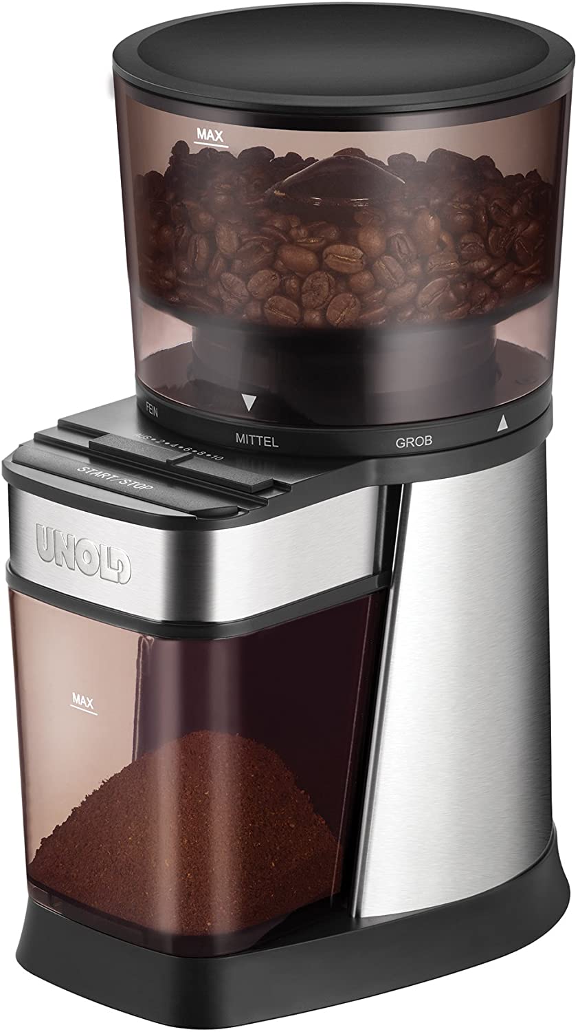 Unold 28915 Coffee Grinder Silver Black Steel Cone Grinder 150 W