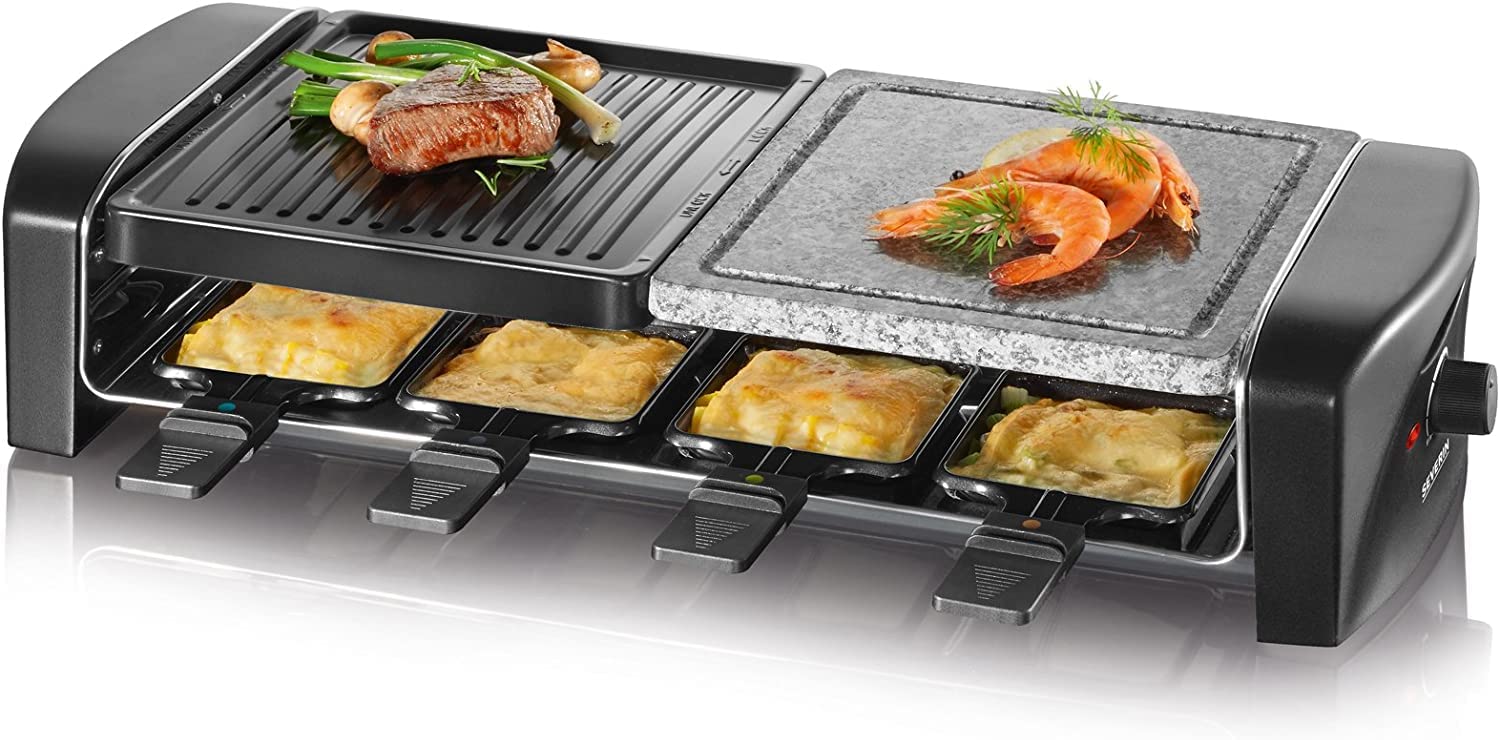 SEVERIN Raclette Grill with Natural Grill Stone, Black