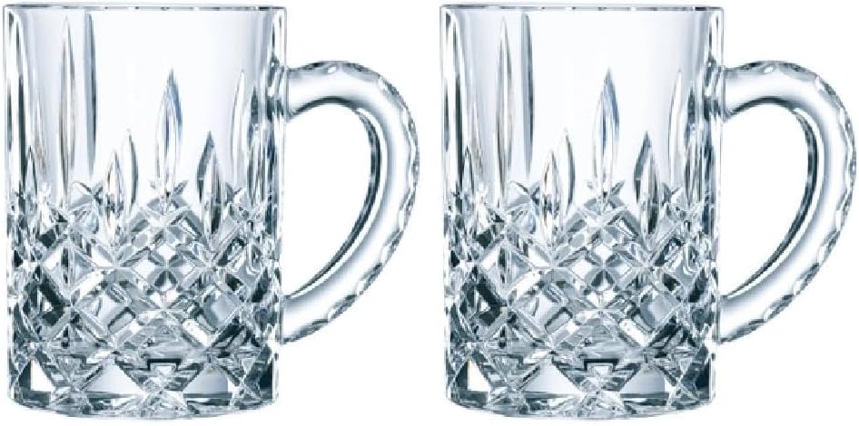 Spiegelau & Nachtmann, Beer Mugs with Cut Decoration, Beer Glasses Made of Crystal Glass, 600 ml, Beer Mug from the noblesse Series, transparent, 2 pieces (1 pack)