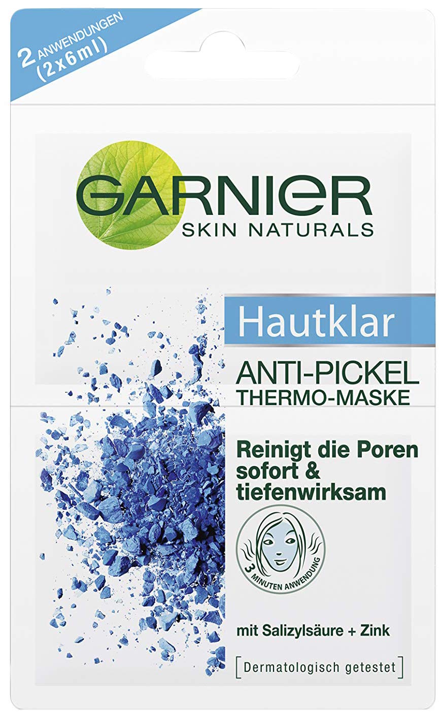 Garnier Skin Clear anti-spot thermal mask deep-effective cleansing with clay, zinc and salicylic acid, improving skin in just 3 minutes, 5-pack (5 x 12 ml).