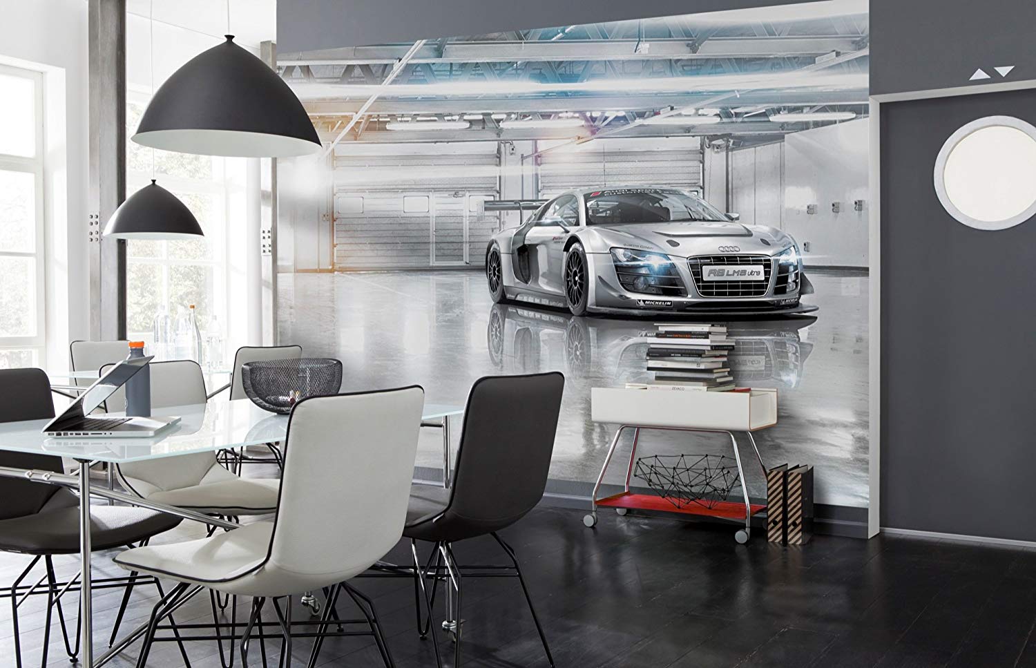 Komar 8 X Audi R8 Le Mans Sports Car Wall Mural Wallpaper Grey 368 X 254 Cm