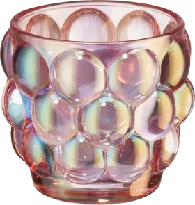 Glass candle holder, bubble, pink, 1 pc
