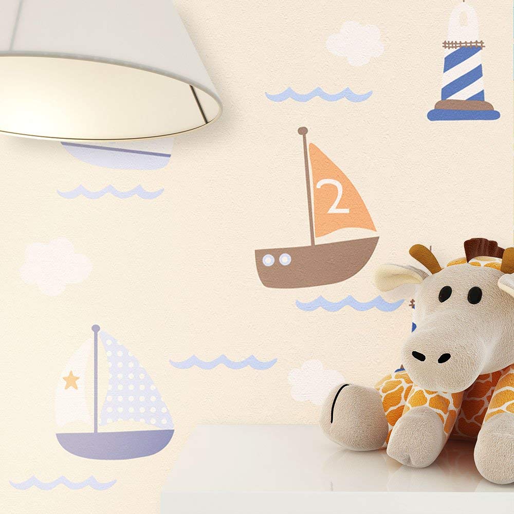 Newroom Cream Paper Wallpaper For Children/Blue/Brown Graphic, Modern, Natu