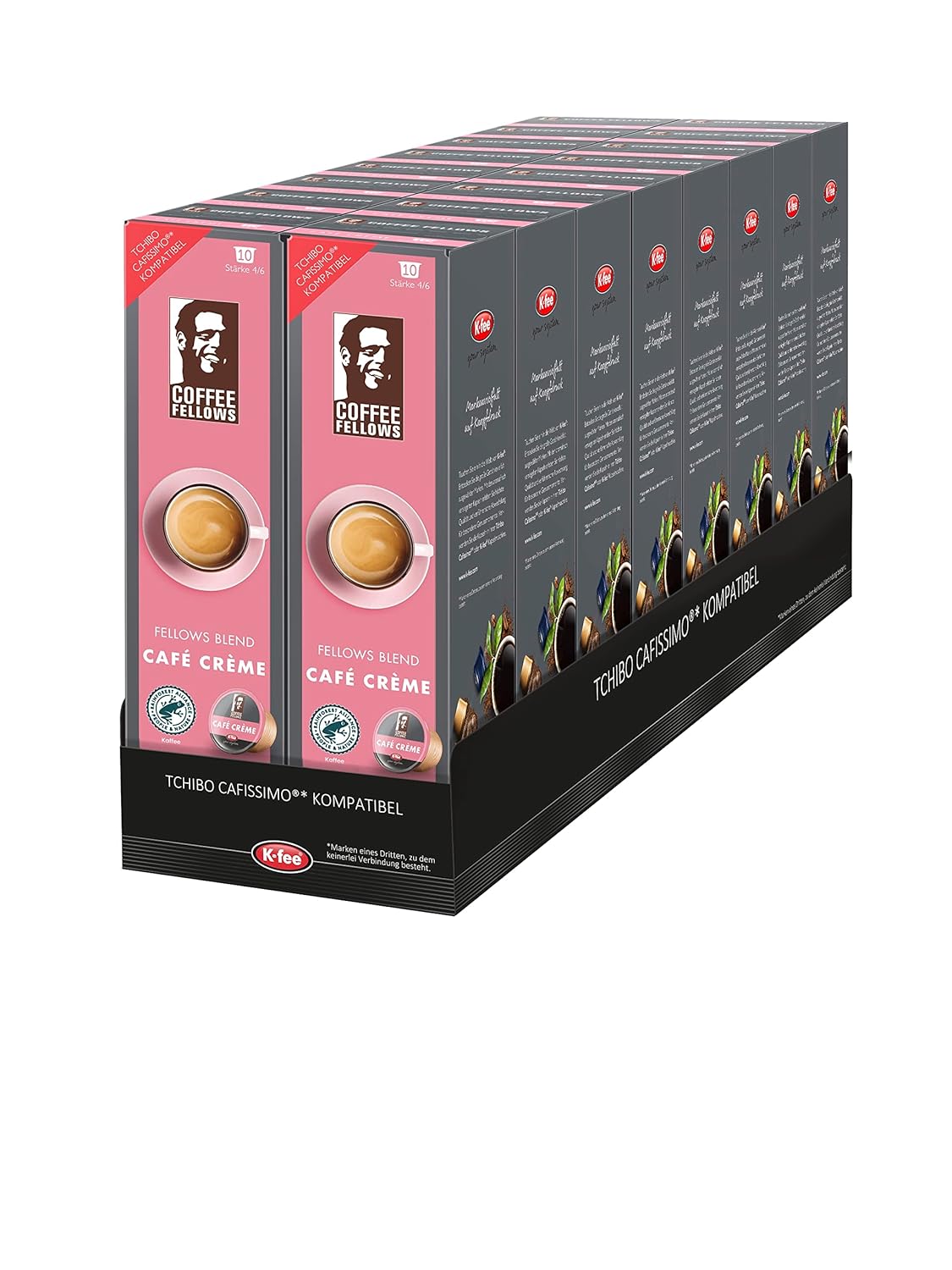 Coffee Fellows Blend Café Crème Coffee Capsules, Intensity 4/6, Compatible with K-fee & Tchibo Cafissimo®*, Chocolate-Nutty Flavors, 120 Capsules (12 x 10 Capsules)