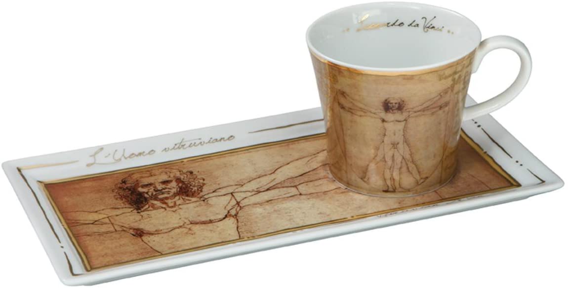 Goebel Artis Orbis Coffee Cup & Platter Set - Vitruvian Man