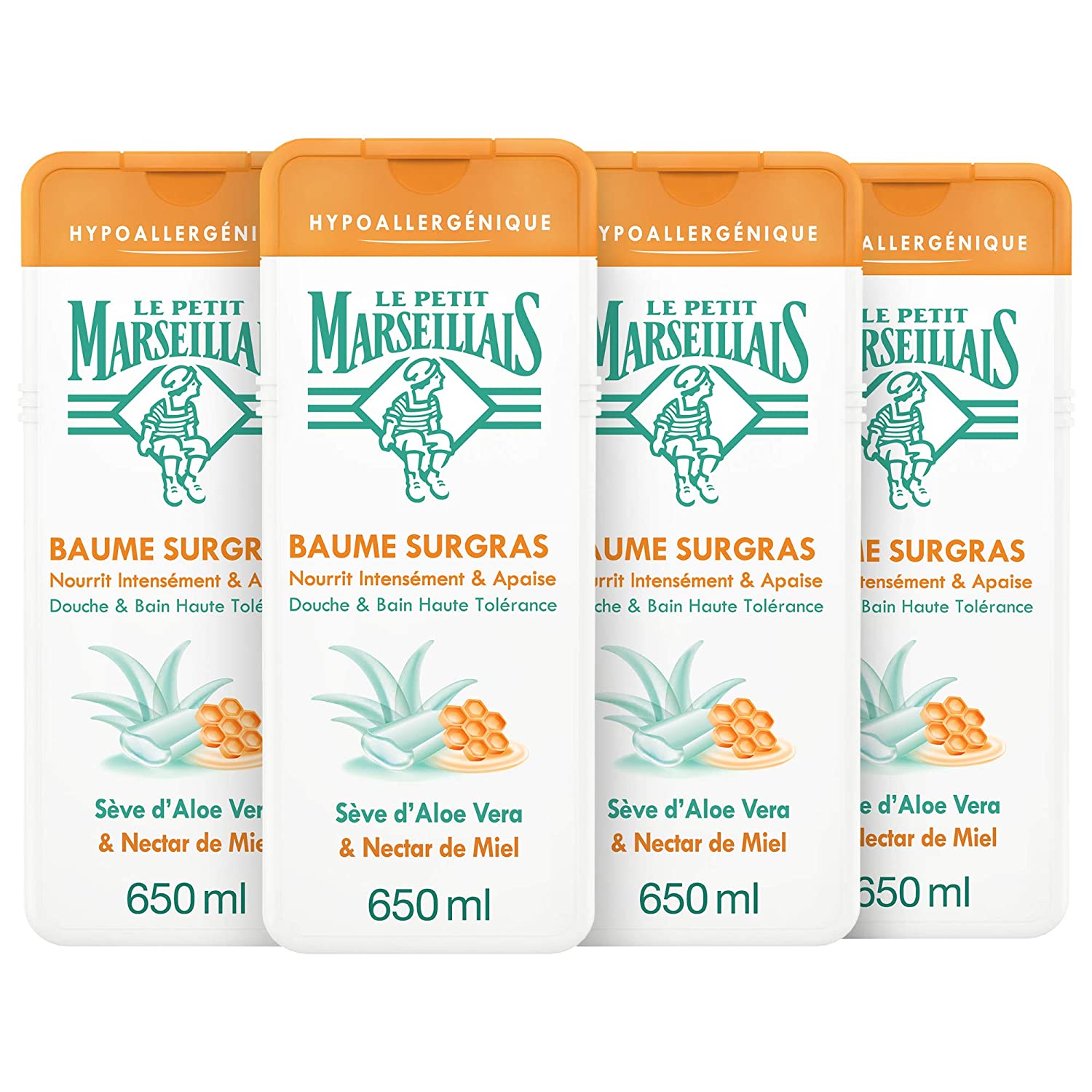 Le Petit Marseillais Hypoallergenic Aloe Vera Nectar Honey Bath Shower Set of 4 650ml