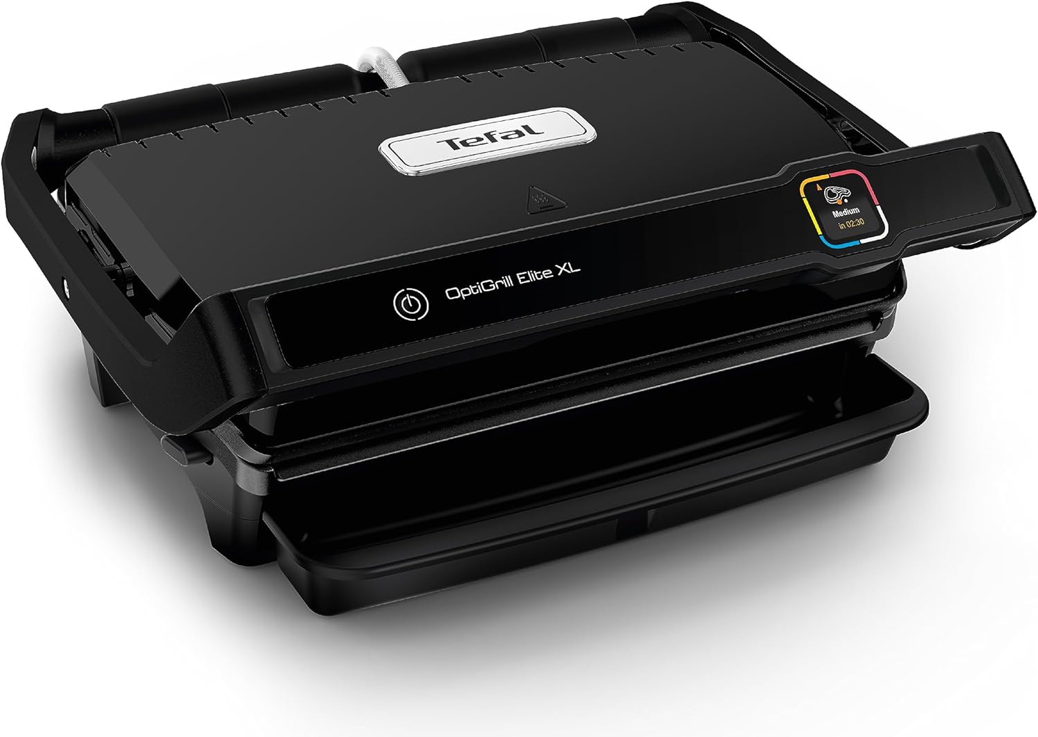 Tefal OptiGrill Elite XL Contact Grill, 16 Programmes, Digital Display with Cooking Level Display, Removable XL Plates, Electric Grill, Black, GC760812