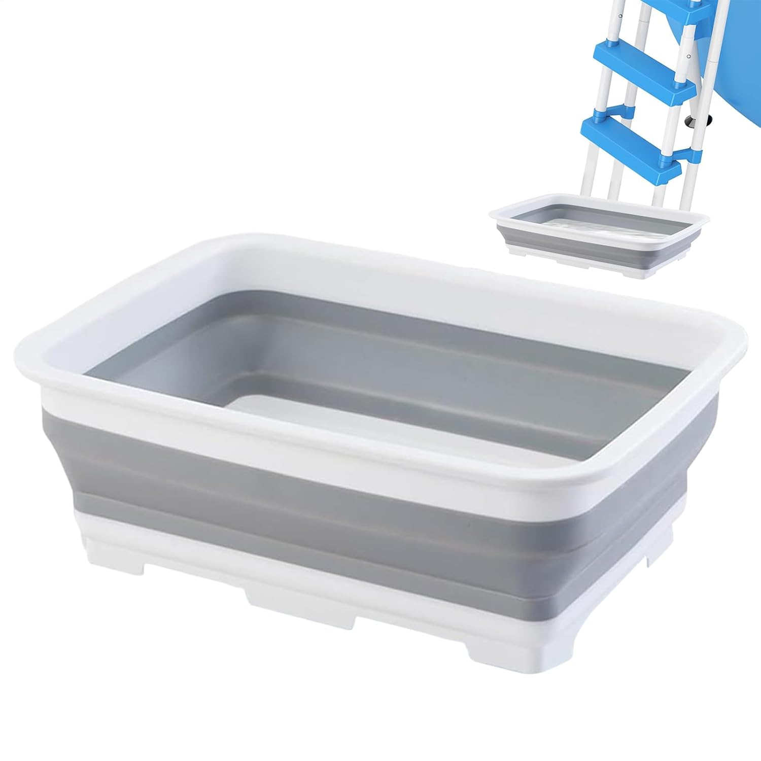 Pool Foot Bath, Foldable Swimming Pool Foot Pool, Pool Ladder Foot Bath, Pool Foot Tub, Foot Cleaning Pool, Pool Accessories, for Swimming Pools, Foot Cleaning, 37 x 27 x 11.8 cm
