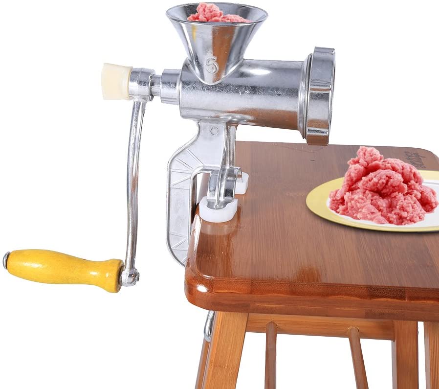 Shoplice Meat Mincer Aluminum Alloy Hand Operated Manual Meat Grinder Sausage Beef Grinder Table Kitchen Home Tool