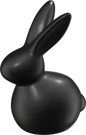Ceramic rabbit, sitting, black, 1 pc