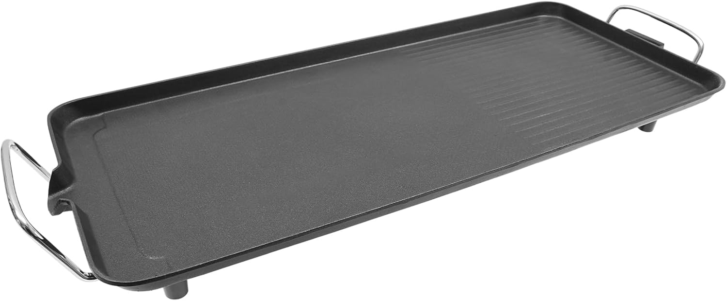 Teppanyaki Electric Grill 68 x 28 cm Table Grill 1500 W Black Grill Plate with Non-Stick Coating Temperature Adjustable for Outdoor Camping and Parties