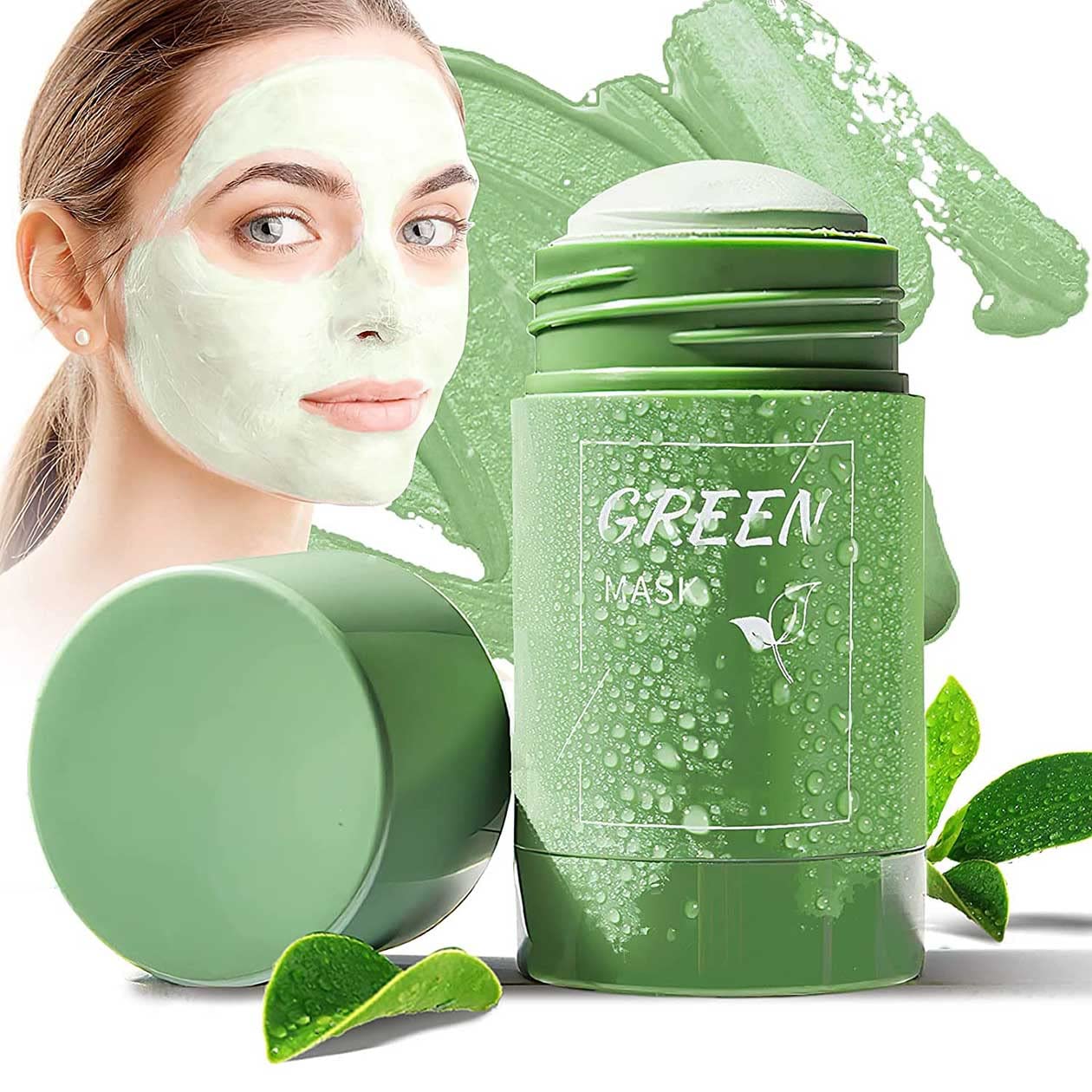 ARVONO Green Mask Stick, Grüner Tee Clay Maske, Deep Cleanse Green Tea Mask, Tiefenreinigung zur Ölkontrolle Purifying Clay Smearing Mask Mitesser Entfernen, Moisturizing Nourishing Skin, ‎grün