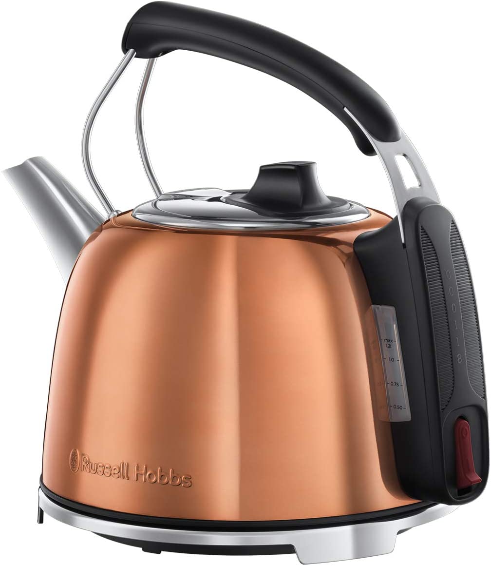 Russell Hobbs Kettle Stainless Steel Copper Retro 65 Year Anniversary Model 1.2 L 2400 W Quick Boil Function Perfect Pour Spout Water Level Indicator Vintage Tea Maker 25861-70