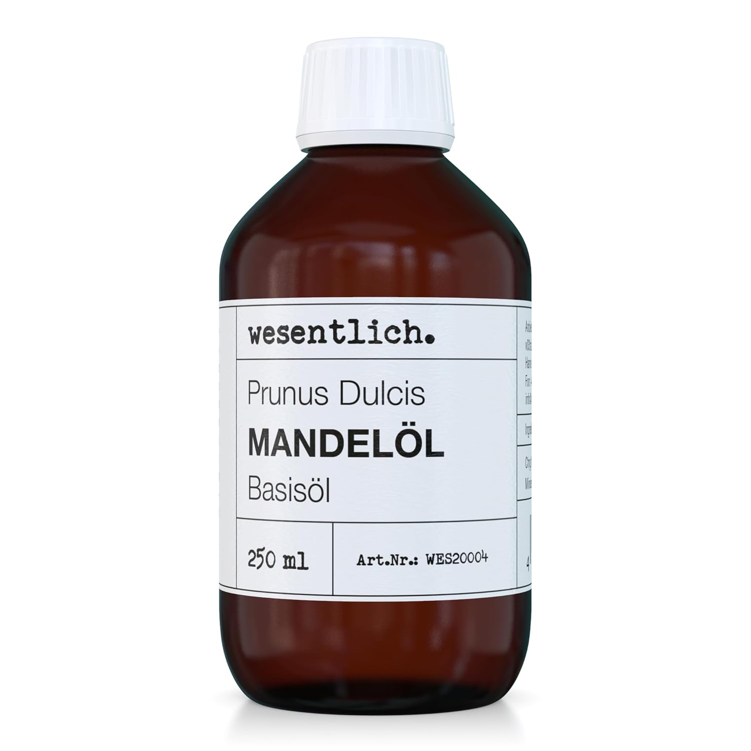 Almond Oil 250 ml - 100% Pure Base Oil by wesentlich. - Natural Care for Skin and Hair