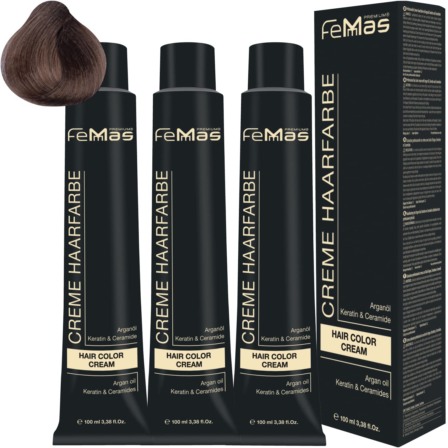 Femmas Hair Colour Cream 100 ml Hair Colour Medium Blonde Sand 7.7 Pack of 3, ‎medium