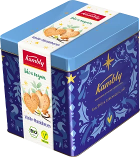 Kambly cookies, Christmas tin of vanilla almond hearts, 250 g